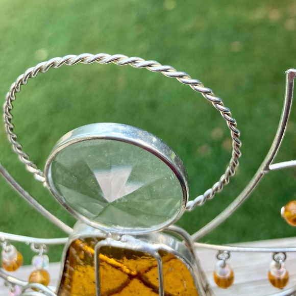 BED BATH and BEYOND Vintage Tealight Candle Stained Glass Angel Amber 7.5 inches - Picture 6 of 11